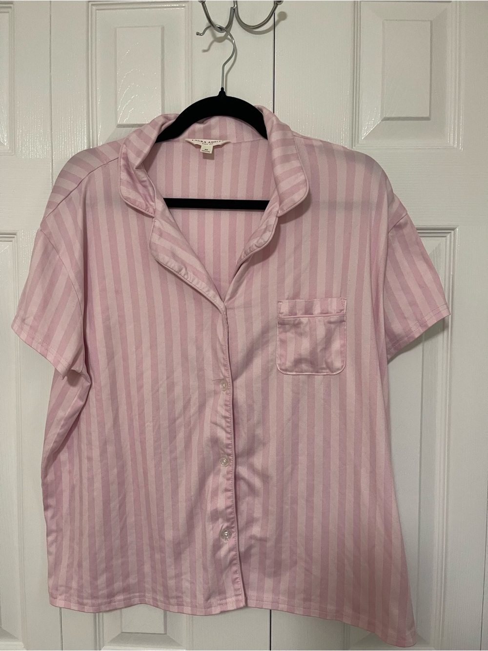 Laura Ashley Pink Striped Short-Sleeve Pajama Top